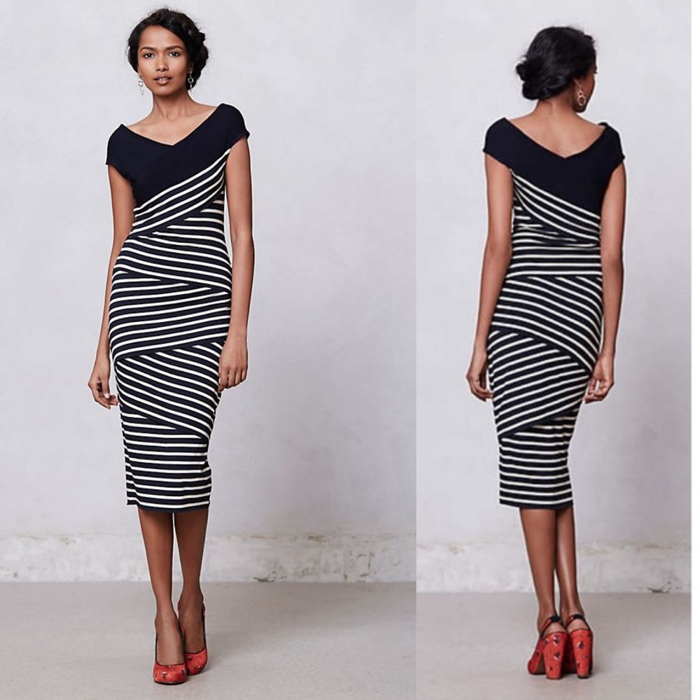 Anthropologie French Stripe Column Dress